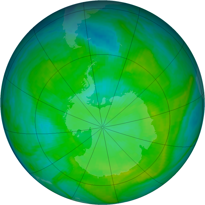 Antarctic ozone map for 01 January 1987